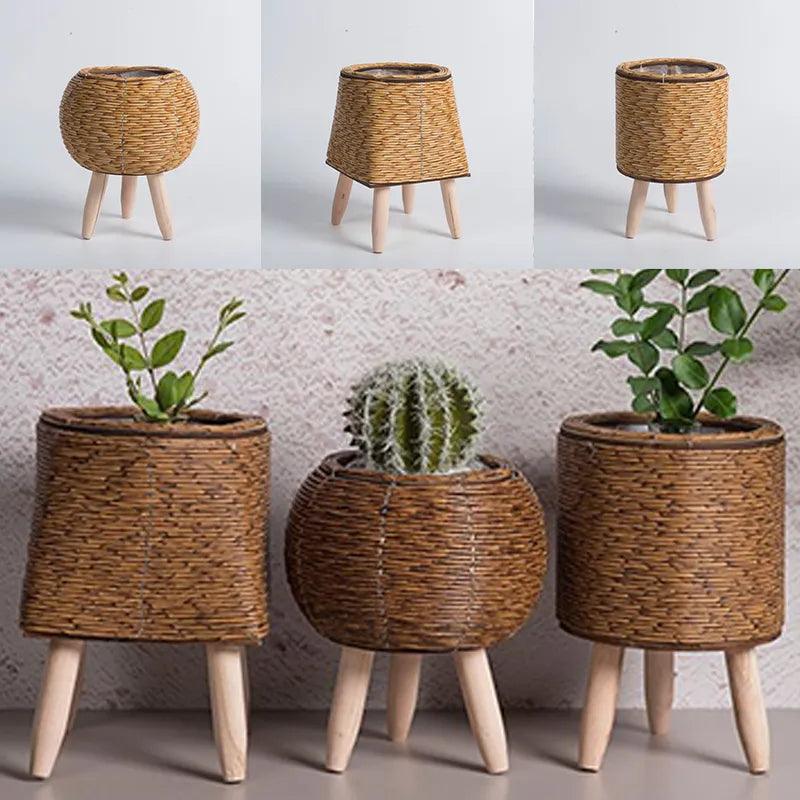 Cesta De Tecido Para Flores Com Pernas Removíveis