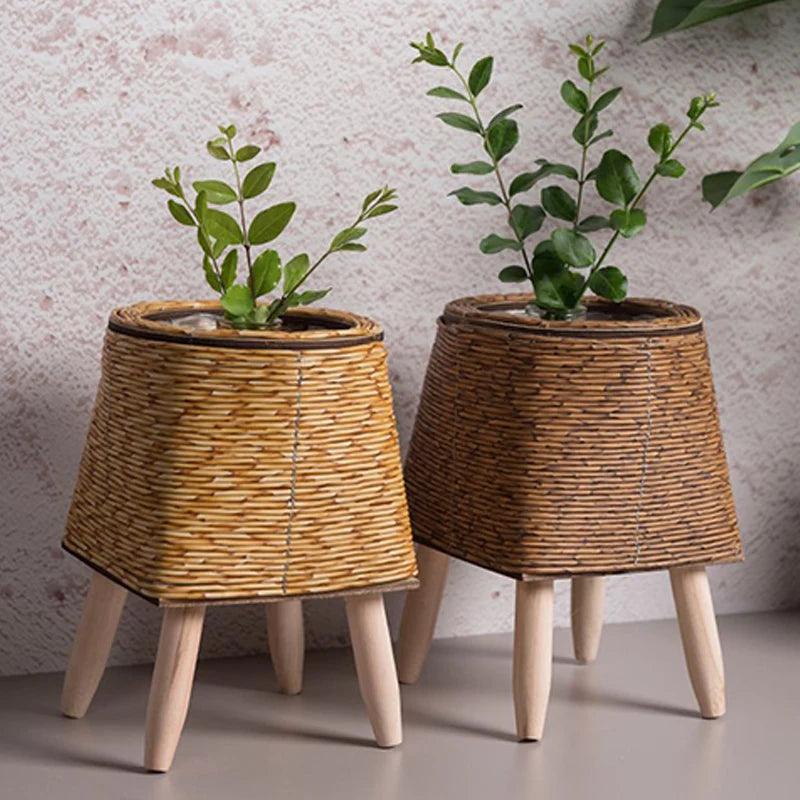 Cesta De Tecido Para Flores Com Pernas Removíveis