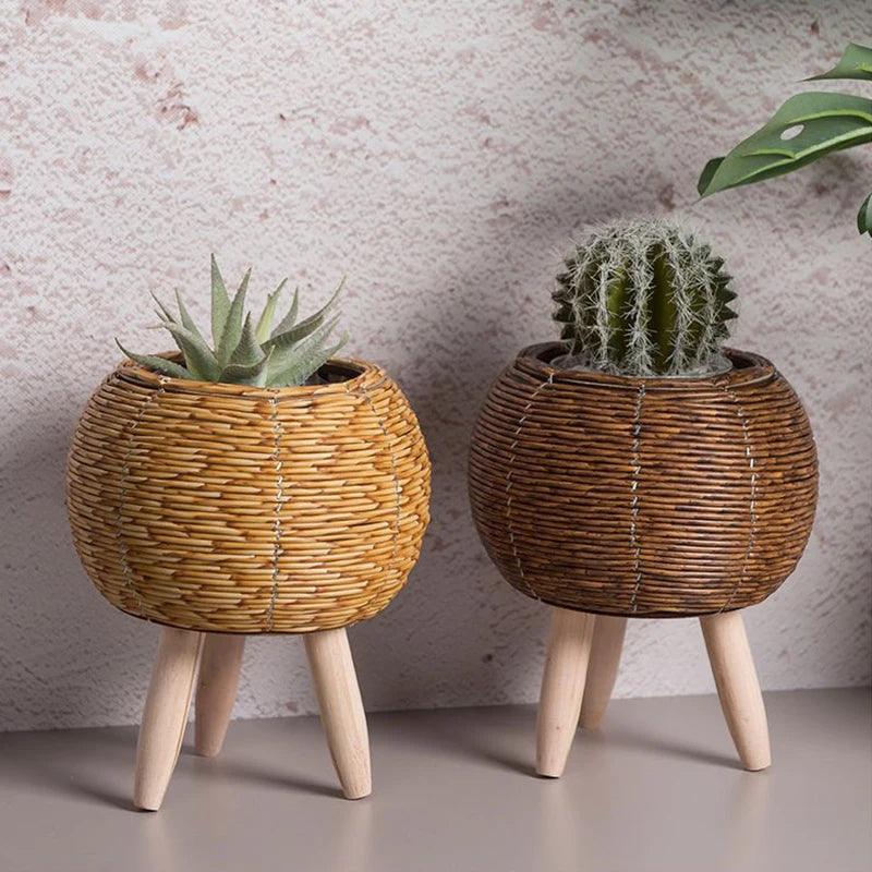 Cesta De Tecido Para Flores Com Pernas Removíveis