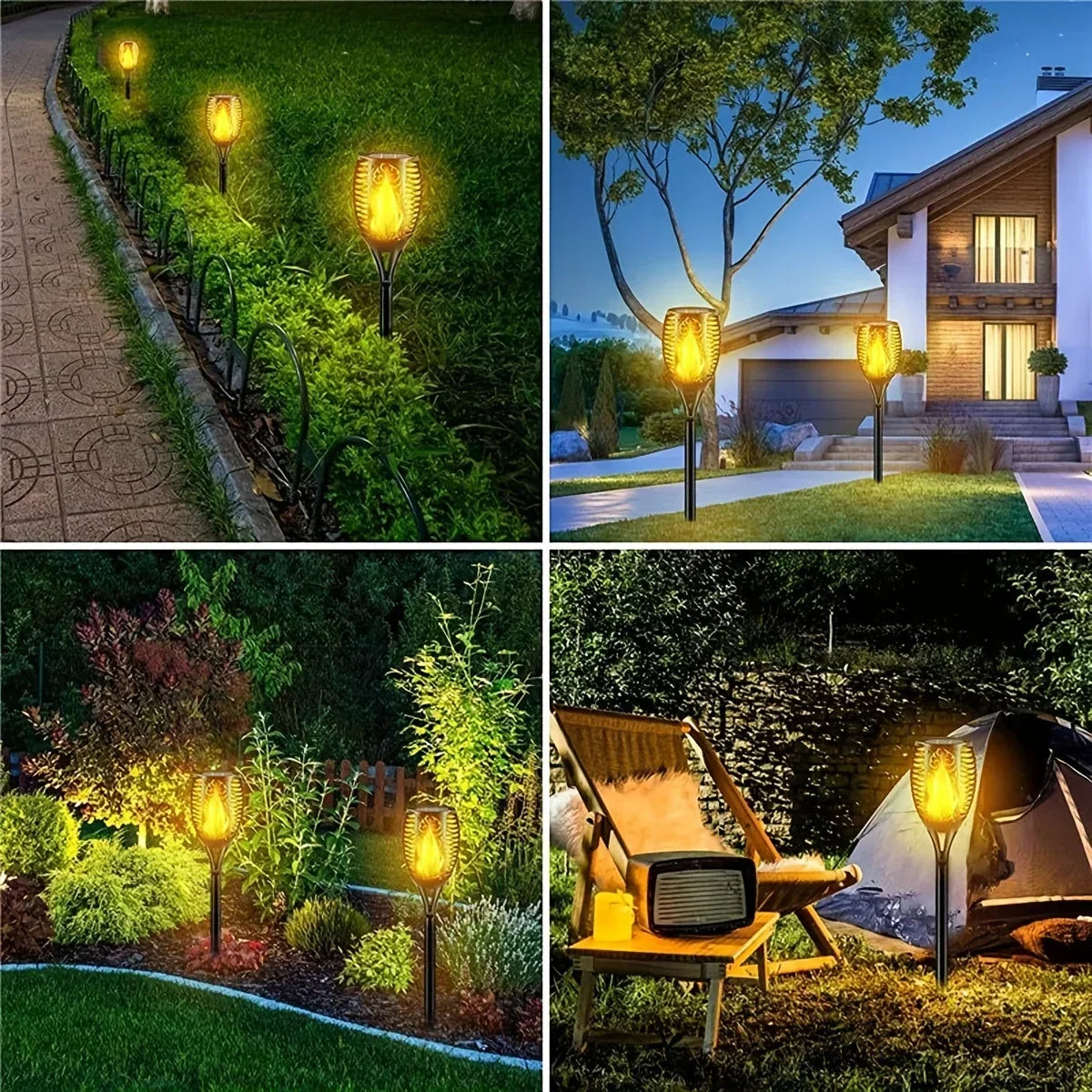 Tocha Solar LED Impermeável para Jardim